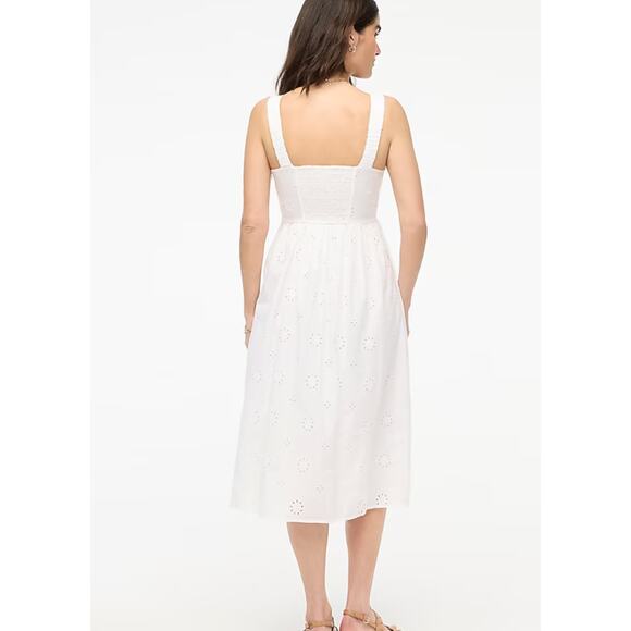 NWT J.Crew Eyelet Midi Dress In White Size 4 - Picture 3 of 9